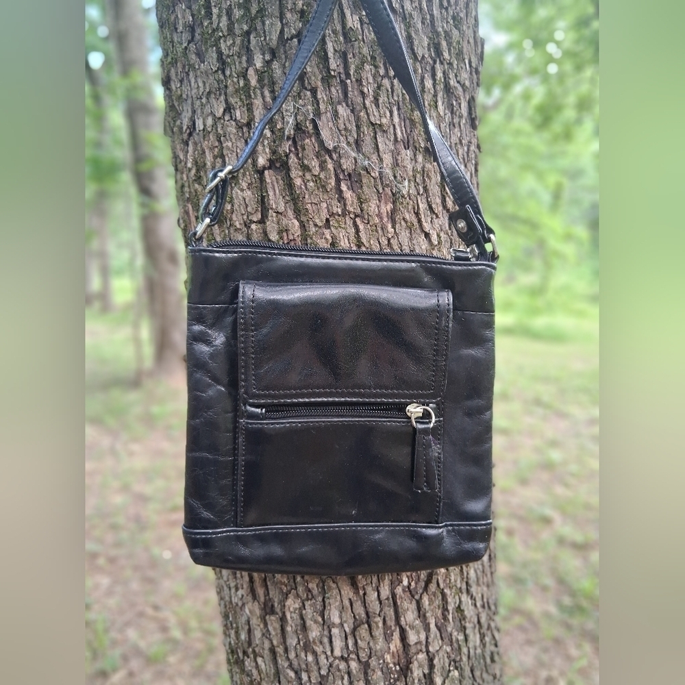 Black Leather Crossbody Bag